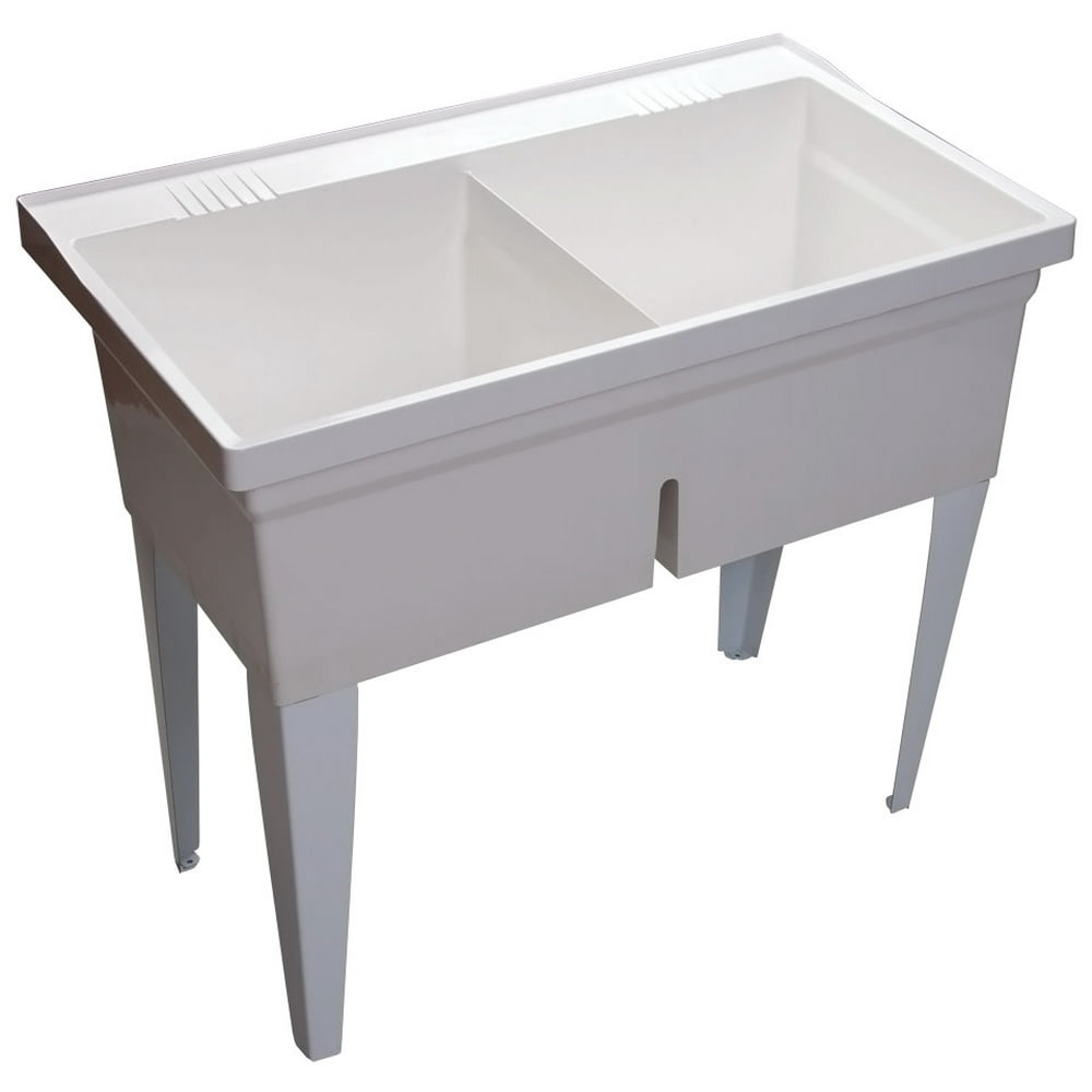 Proflo Pflt4024 40" DoubleBasin Free Standing Laundry Sink White