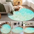 thumbnail image 6 of Aqua Green Large Area Rugs for Bedroom Living Room, Soft Non Slip Carpet Bedside Rug, Watercolor Colorful Ombre Abstract Floral Art Round Floor Cover Kitchen Accent Rug 3' for Dining Room/Office, 6 of 9