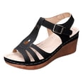 thumbnail image 6 of Rokment Orthopedic Platform Wedges Gladiator Dress Sandals for Women Ladies 2026 Summer Vintage Leather Hollow out Chunky High Heeled Dressy Sandals Black Size 8, 6 of 7