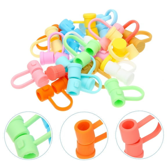 Squalise 24pcs Reusable Straw Cover Cap Silicone Straw Tip Covers Drinking Straw Protective Caps