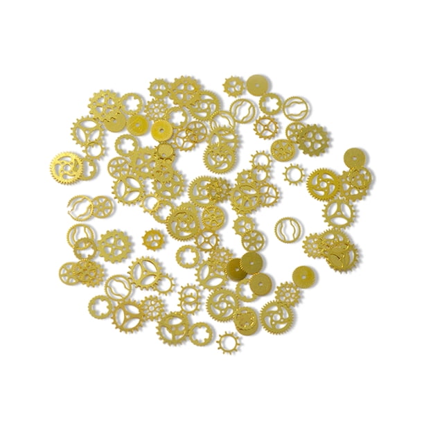 Parches para uñas, pegatinas francesas, lentejuelas brillantes doradas de otoño, fabricación de joyas, artesanía artística, adornos metálicos, copos para el hogar, engranajes de tiempo para mujeres kenally HA009059-03B