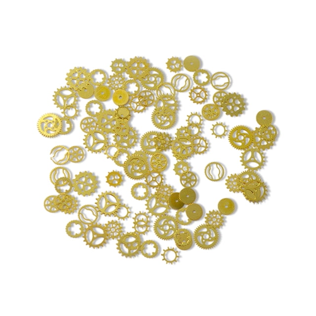 Bearachild Parches para uñas Pegatinas francesas Otoño Brillo dorado Lentejuelas Fabricación de joyas Arte Artesanía Adornos metálicos Copos para el Artesanía Type1 Engranajes de tiempo Bearachild HA009059-03B