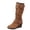 AKhaki, variant on Womens Mid Calf Booties Round Toe Big Buckle Wedge Heel Shoes Faux Suede Casual Mid Boots