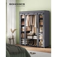 thumbnail image 2 of SONGMICS Armario, Armario Portátil para Dormitorio, Barra para Ropa con Funda de Tela No Tejida, Organizador de Almacenamiento de Ropa, 59 x 17,7 x 69 Pulgadas, 12 Compartimentos, Gris ULSF03G, 2 of 5