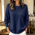 thumbnail image 2 of Liuinsasek Women's Crew-Neck Knit Sweater Solid Color Casual Long-Sleeved Loose-Fit Basic Pullover Easy Layering Piece ，Fashion Winter Outfits，Cozy Lounge Wear, 2 of 8