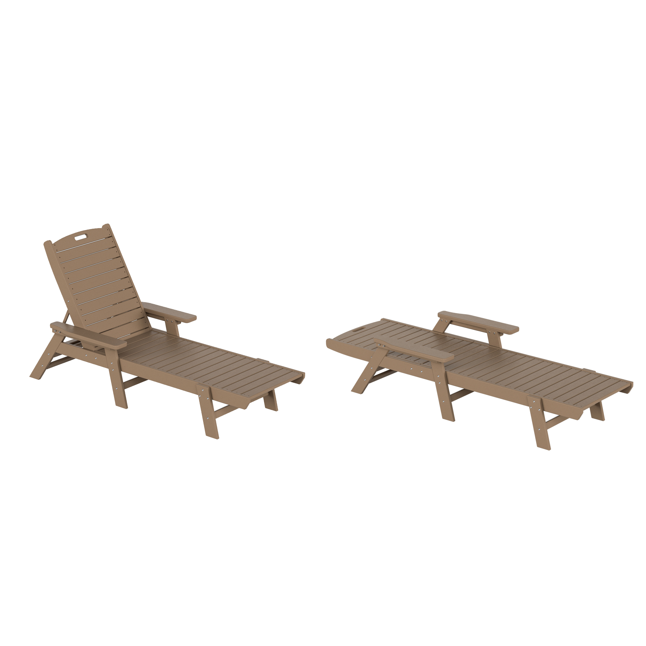 GARDEN Set of 2 Patio Outdoor Chaise Lounge Chair, Weathered Wood - image 2 of 8