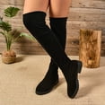 thumbnail image 2 of Rokment Womens over The Knee Dress Boots Fashion Suede Non Slip Chunky Low Heel Thigh High Pull on Long Tall Boots Black Size 6, 2 of 6
