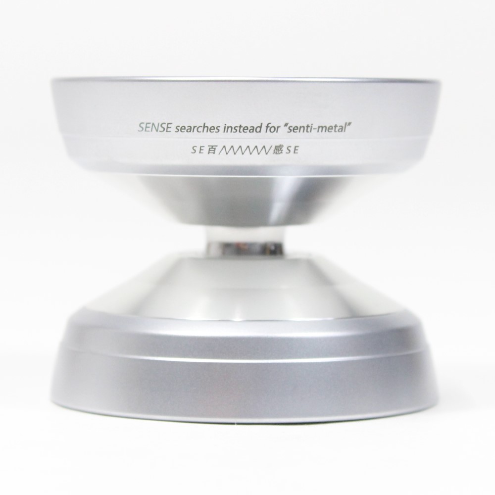SENSE YOYO Senti-Metal Yo-Yo - Bi-Metal YoYo (Gloss Silver Body Matte Silver Rim Gloss Purple Green Fade Cap)