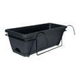 thumbnail image 3 of ziyahi Balcony Planter with Tray and Rack Green Pot Multipurpose Holder Plant Lightweight Dark Dark Gray 43x19x15cm, 3 of 6