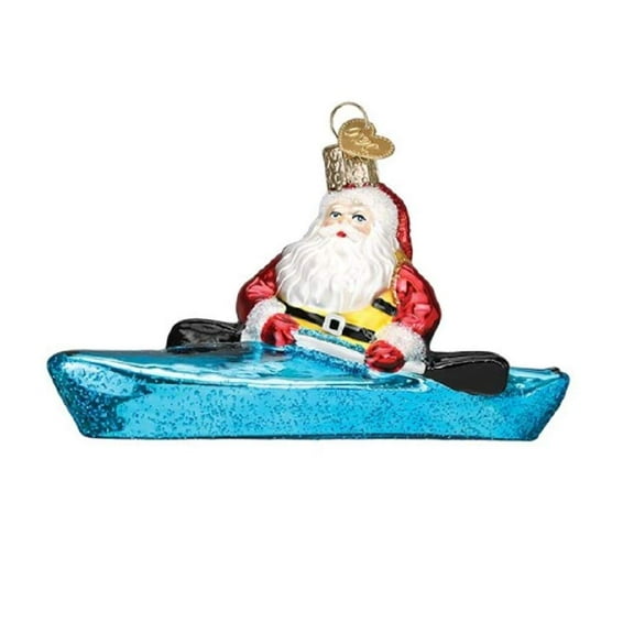 Old World Christmas Santa in Kayak Blown Glass 2020 Unique Christmas Ornaments for Christmas Tree Decorations