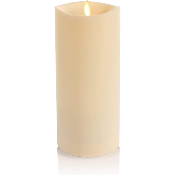Pre-Owned Luminara Outdoor Moving Flame 3.75" Pillar Flameless LED Candle, Plastic, Ivory (9-inch)