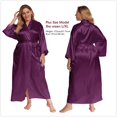 thumbnail image 3 of Mizzgenio Batas Largas De Seda Para Mujer, Tallas Grandes, Kimonos Largos De Satén, Batas Largas De Talla Grande, Color Morado, 4Xl-5Xl Plus, 3 of 5