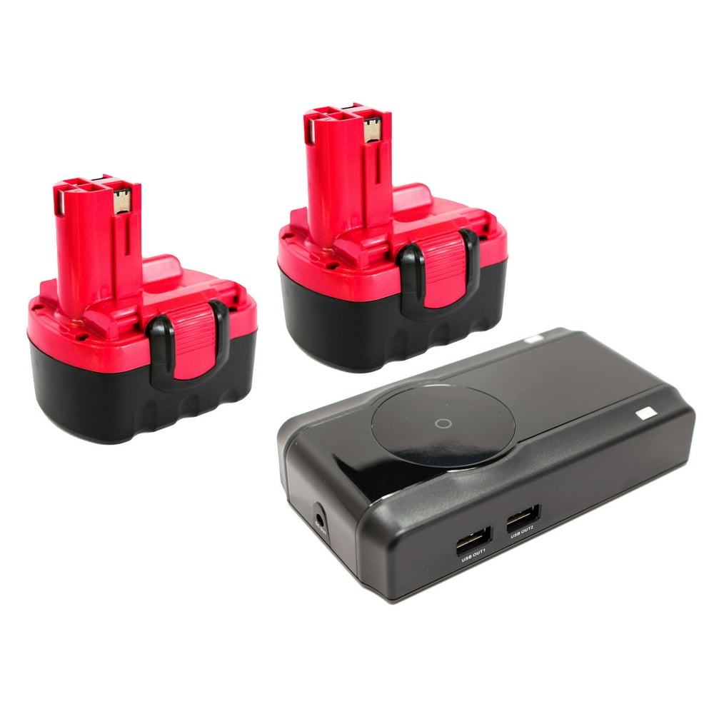 2Pack Bosch BAT140 Battery + Charger Replacement Bosch 14.4V Battery