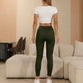 thumbnail image 5 of Women's Thick Soft Fleece Lined Leggings High Waisted Black Thermal Warm Pants for Cold Winter Green XL, 5 of 8