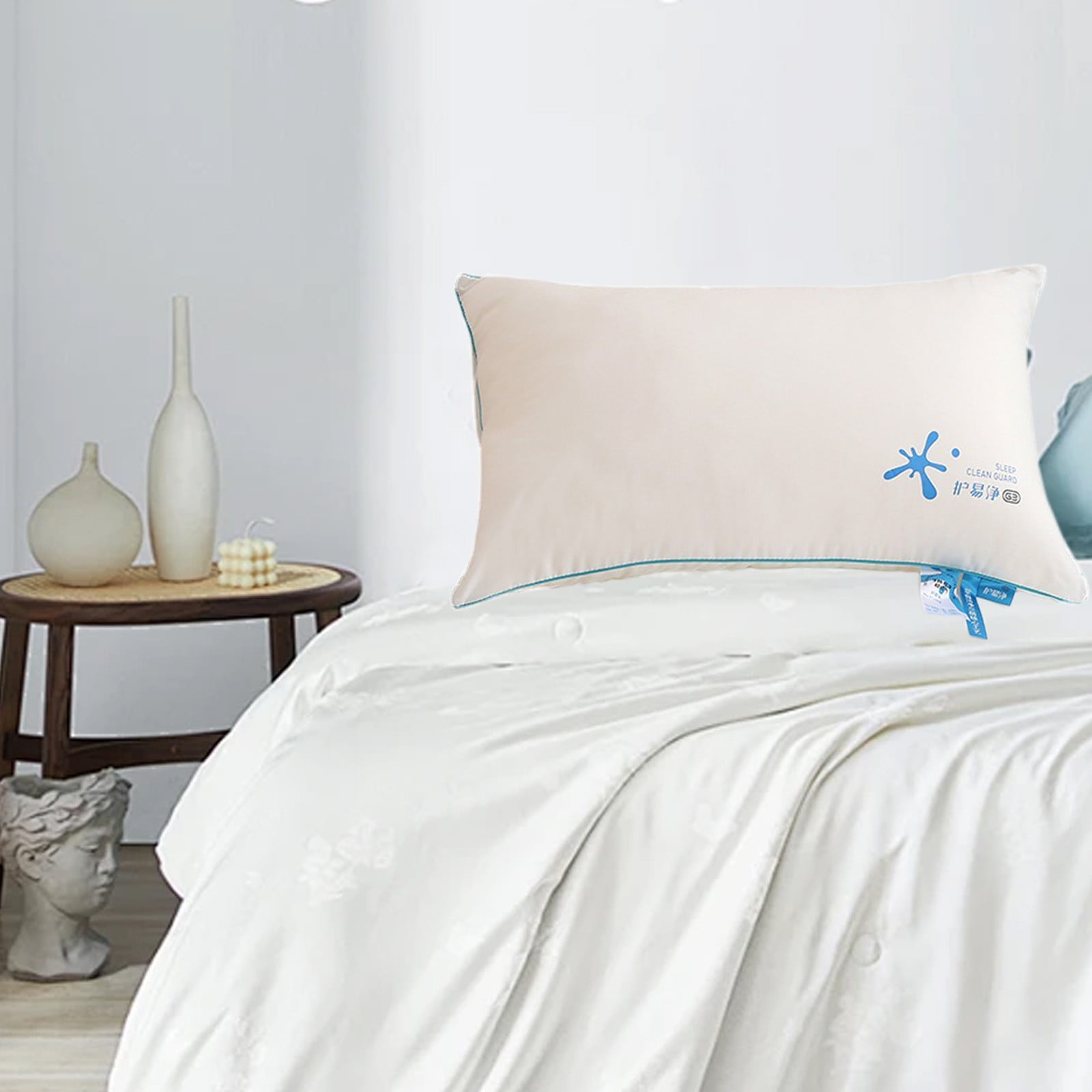 pstuiky Premium Hotel Pillow Core Water-Resistant & Stain-Proof Soft & Supportive Pillow 48X74Cm White