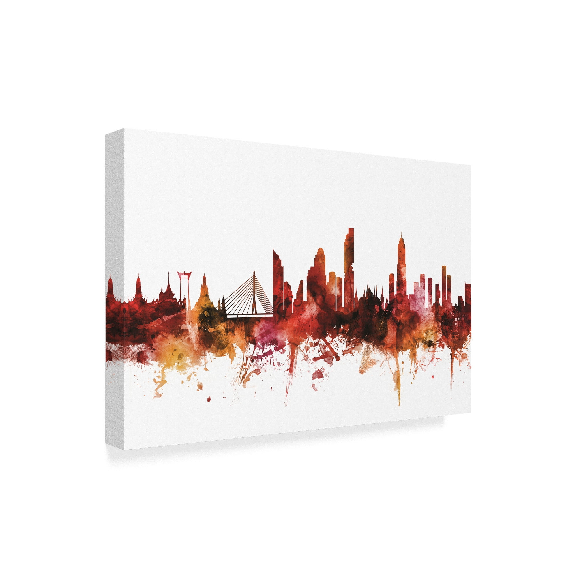 Trademark Fine Art 'Bangkok Thailand Skyline Red' Canvas Art by Michael Tompsett