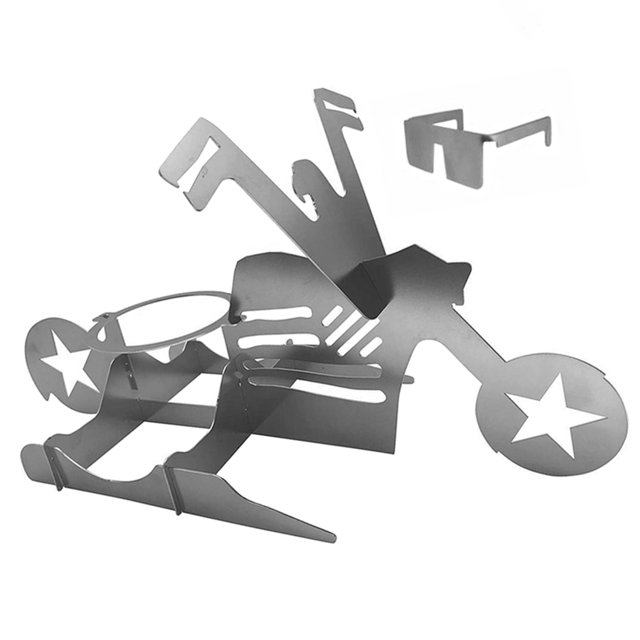 Yuarrent Soporte de pollo para barbacoa, cerveza, motocicleta americana divertida, estante de acero inoxidable, herramientas, estante divertido para pollo Cocina y Comedor estrella de cinco puntas Yuarrent HA007131-02