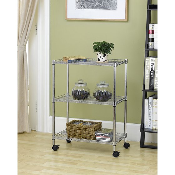 NEW Wire Shelving Cart Unit 3 Shelves w/casters Shelf Rack Wheels