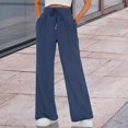 thumbnail image 2 of Women's High Waist Wide Leg Sweatpants Loose Fit Casual Soft Lounge Trousers by Yigetop Blue XL, 2 of 5