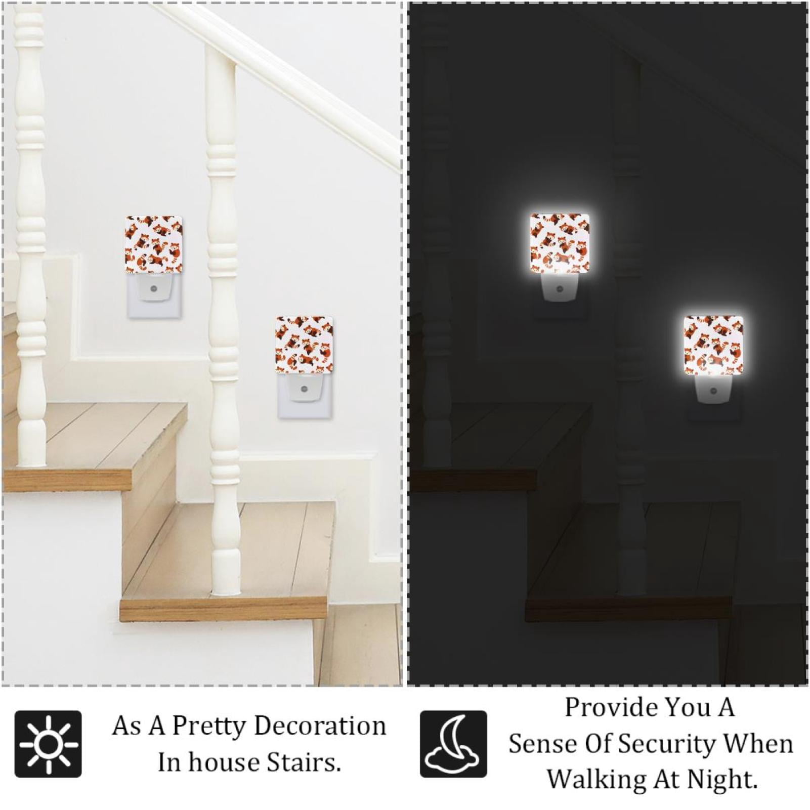 PhooArto Cartoon Red Panda Pattern Plug in LED Night Light Auto Sensor Dusk to Dawn Decorative Night for Bedroom, Bathroom, Kitchen, Hallway, Stairs, Baby's Room, Energy Saving