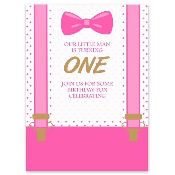 Darling Souvenir MADE WITH LOVE Welcome Sign, Easy To Use Party Supplies First Birthday Pink Suspenders - It's A Girl Theme Poster For Birthday Party Celebrations- 18x12