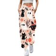 thumbnail image 1 of Women's Casual Pants Halloween Print Loose Pocket Drawstring Cuffed High Waist Join Sweatpants Perfect For Everyday Wear In Fall And Winter, 1 of 5