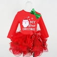 thumbnail image 3 of Vestido de princesa de encaje de Papá Noel para niños, vestido de manga larga con lazo para niños, 3 of 6