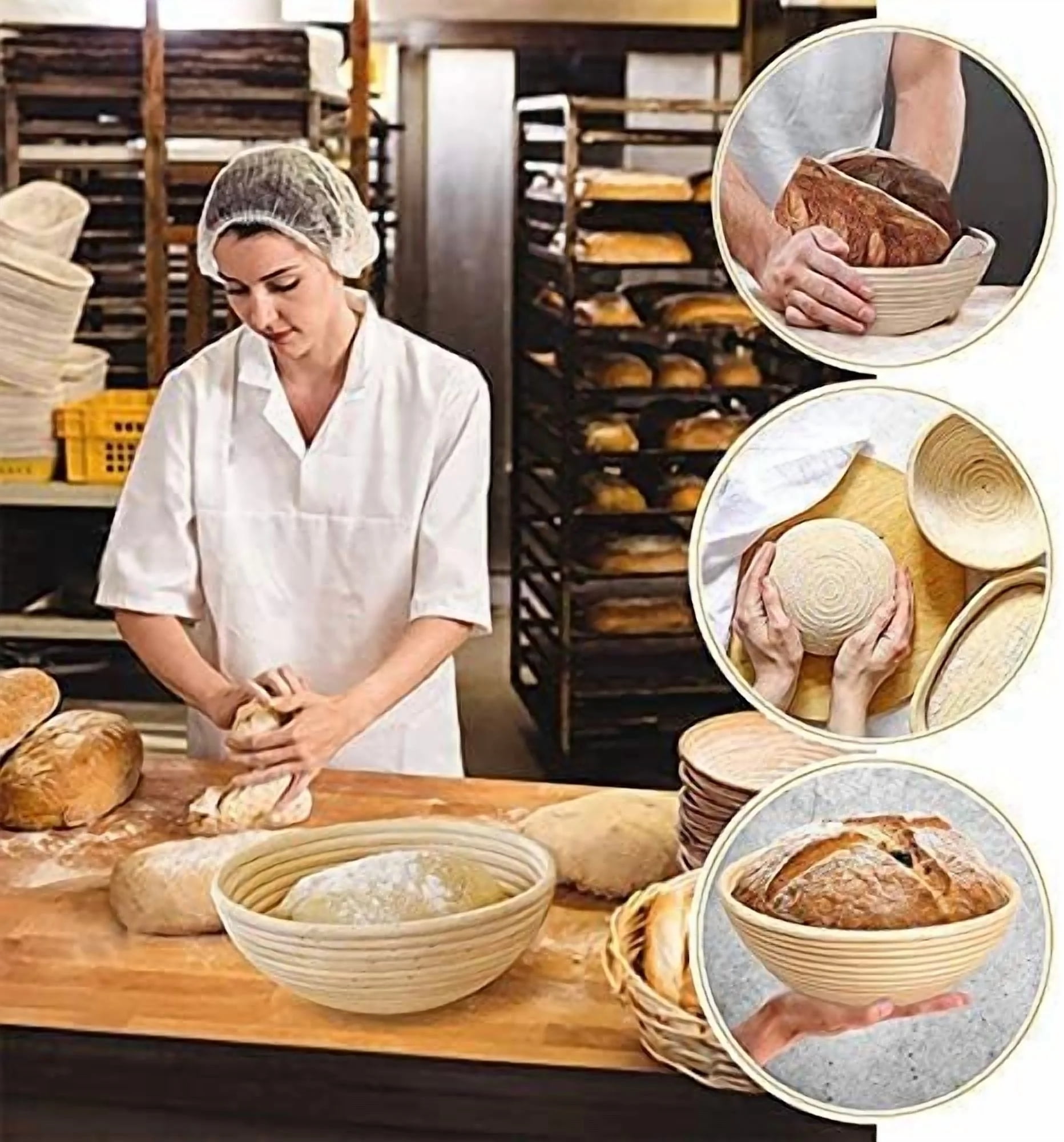 Sourdough Banneton Basket Set - 2 Pack 10" with Liners for Perfect Bread Shape