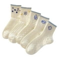 thumbnail image 2 of 5 Pairs Womens White Lace Ruffle Ankle Casual Breathable Floral Socks, 2 of 4