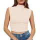 thumbnail image 1 of Mujeres medio alto Masajeadores de cuello Tank Top casual elegante color puro lado acanalado camisa sin mangas para las citas, 1 of 8