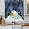 thumbnail image 4 of Navy Blue Marble Kitchen Window Curtains, Swag Curtains Valance for Bedroom Living Room Bathroom, Modern Contemporary Art Rod Pocket Window Treatment Curtain Block Drapes 2 Panels 36"x45", 4 of 9