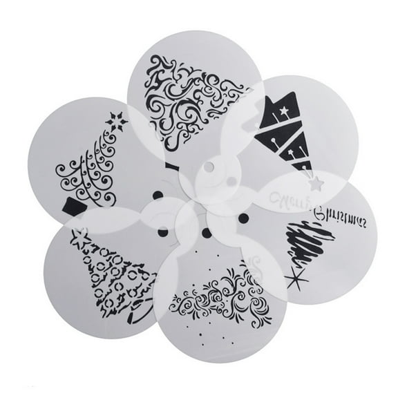 6x Christmas Themed Reusable Tree Painting Stencils DIY Art Home Decor Drawing Templates for Drawing on Card Wood Wall