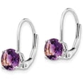 thumbnail image 2 of 14k White Gold 6.2mm Amethyst Leverback Earrings - 17mm, 2 of 5