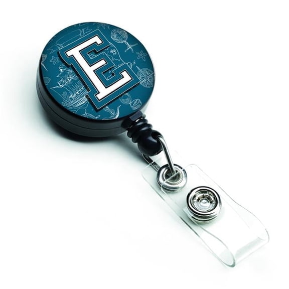 Carolines Treasures CJ2014-EBR Letter E Sea Doodles Initial Alphabet Retractable Badge Reel