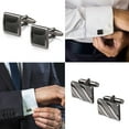 thumbnail image 5 of 6 Pairs Cufflinks for Men Classic Cuff Links Mens Cufflinks Tuxedo Shirt Cufflinks for Wedding Groom Business Silver Black Cufflinks Set Father's Gift, 5 of 6