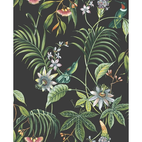 Adilah Dark Tropical Floral Wallpaper