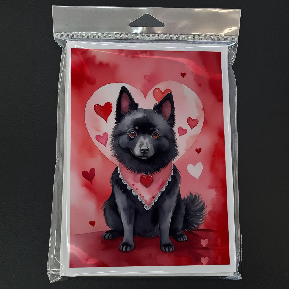 Schipperke My Valentine Greeting Cards Pack of 8 7 in x 5 in