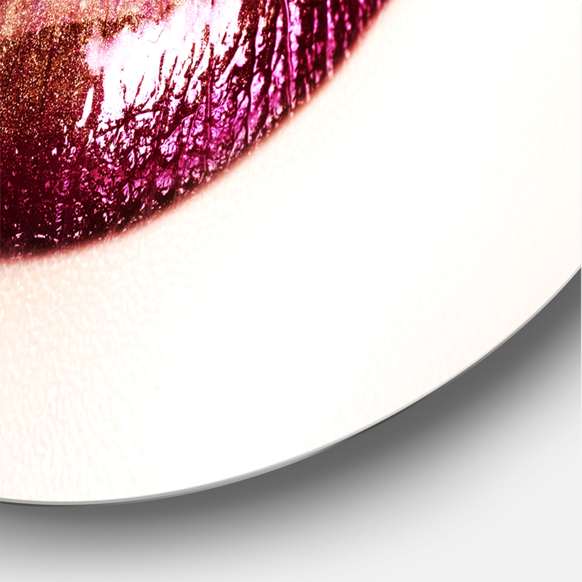 Designart 'Close-Up Of Purple Female Lips' Modern Circle Metal Wall Art 36x36 - Disc of 36