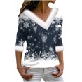 thumbnail image 1 of Birdeem Joyeux Noël Blouse Décontractée à Manches Longues Col en V pour Femmes, 1 of 12