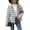 White, variant on ZZkhGO Women's Long Sleeve Lapel Hoodless Jacket Plaid Button Cardigan Coat Top with Pocket Fall Casual Thickened Turndown Woollen Coat