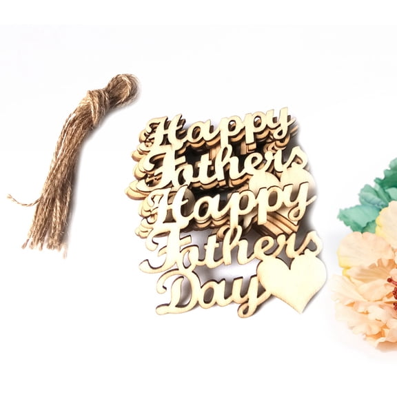 Masteelf Happy Fathers Day Wood Hanging Decor 10pcs DIY Beige Festival Party Home Gathering 25cm Long