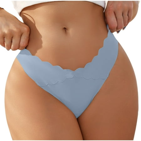 Women s Fashion Sexy Traceless Transparent Low Waist-string Panties Thong  Seamless Comfort  Skin-friendly Material  for Daily Wear  Underwear  Tanga  Briefs  Womens Plus Size Clothing | Blue L