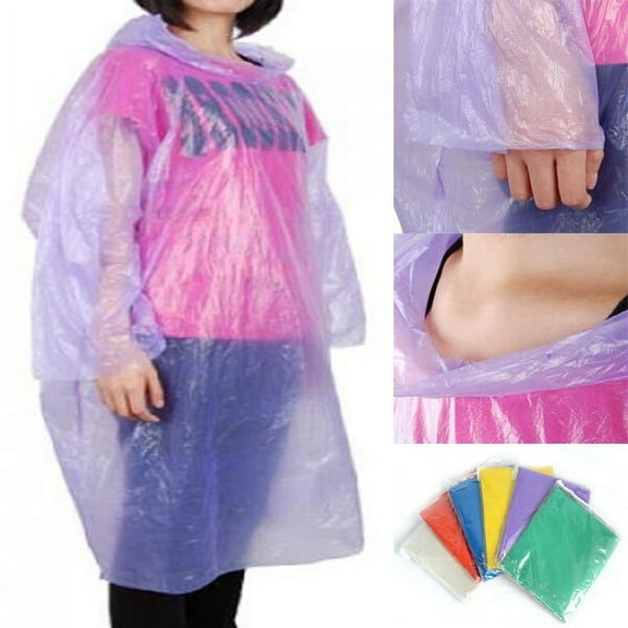 IMIKEYA 10 Pack Portable Disposable Raincoats Light Green for Outdoor Travel One Size Fits All PE Material