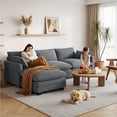 thumbnail image 5 of 110.2" Cloud Sectional Couch with L-Shape Chaise,Lofka Modern Modular Sofa with Deep Seat, Upholstered Couches for Living Room Bedroom, Gray (Plush Corduroy Fabric), 5 of 12
