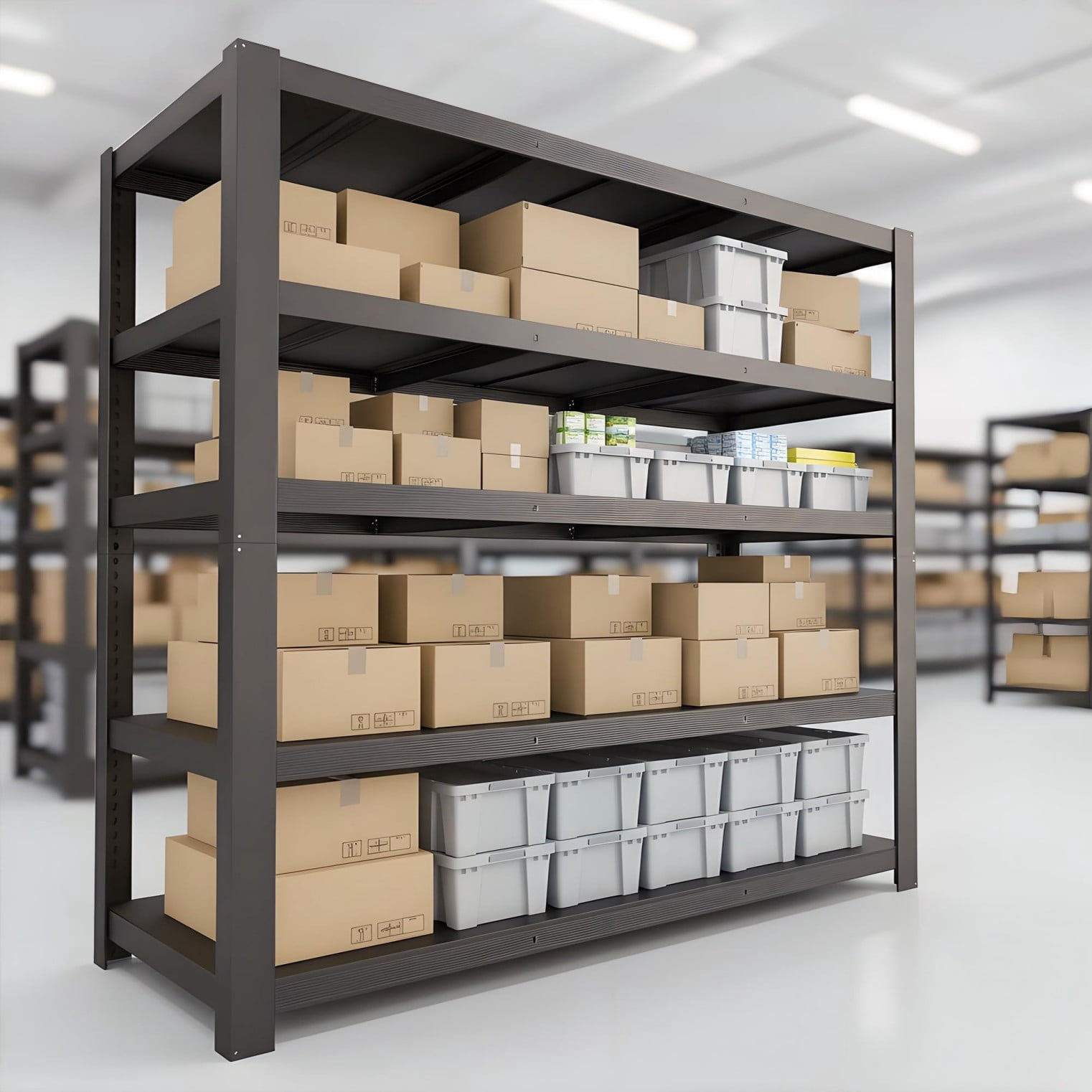 Garage Shelving 84” H Heavy Duty Storage Shelves 3050 lbs, 5 Tier Adjustable Metal Shelving Unit for Garage Warehouse Basement Pantry, Black