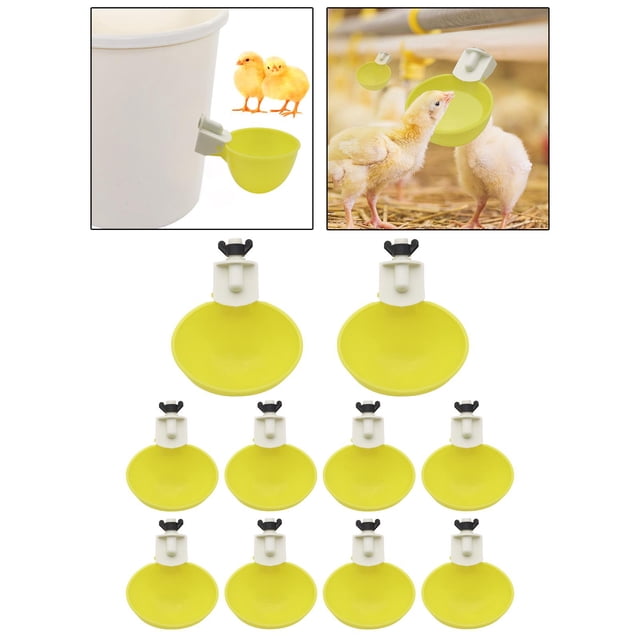 10 Uds. de vasos automáticos para beber agua de aves de corral, de plástico para pájaros, pollos, gallinas, gallineros, codornices Colco regaderas para aves de corral