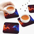 thumbnail image 7 of Pofeuu Futuristic Red And Blue Bird Print Leather Coasters Set of 6, Round Cups Mugs Mat Pad for Home Kitchen Heat Resistant Drink Coasters,Square, 7 of 7