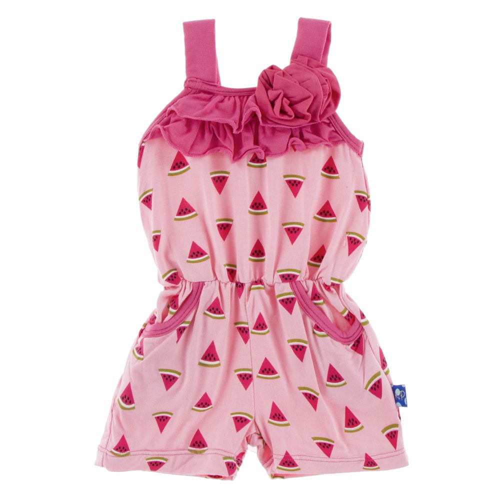 KicKee Pants Kickee Pants Unisex Baby Print Flower Romper with