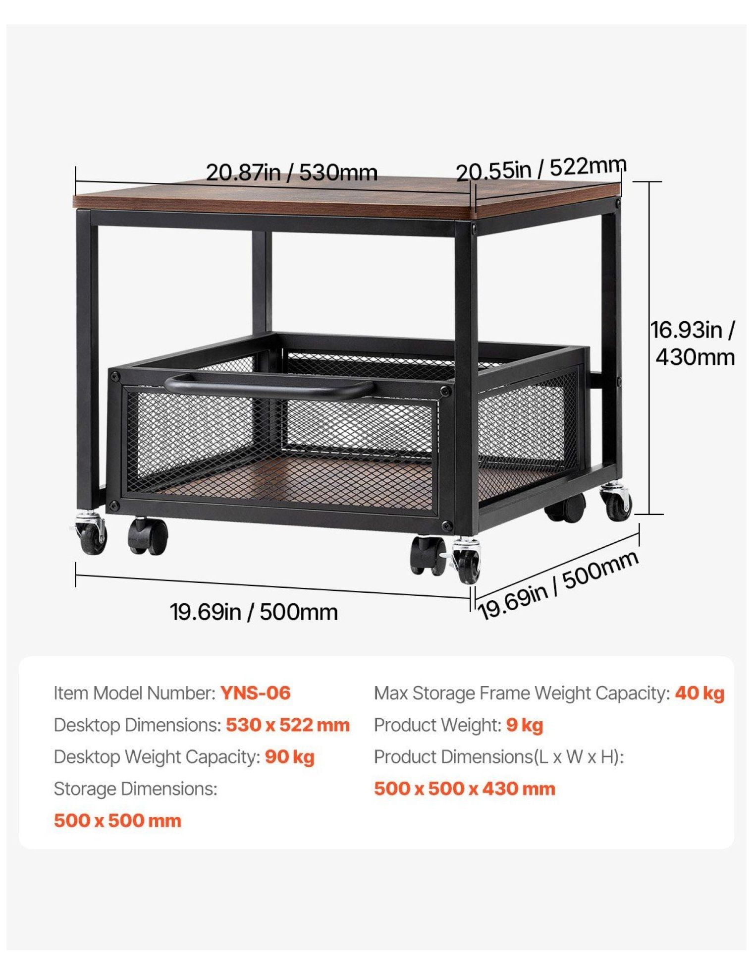 Mini Fridge Stand with Storage, 198lbs Capacity, Swivel Wheels - Beverage Refrigerator Table for Home, Dorm, Coffee Bar - Dark Brown Organizer