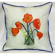 Betsy Drake HJ191 Poppies in Vase Throw Pillow- 18 x 18 in.